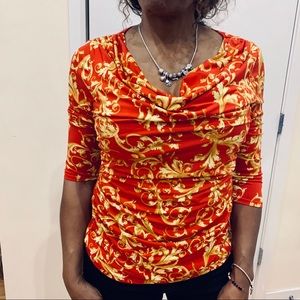 Red with yellow gold Scrunched at waist